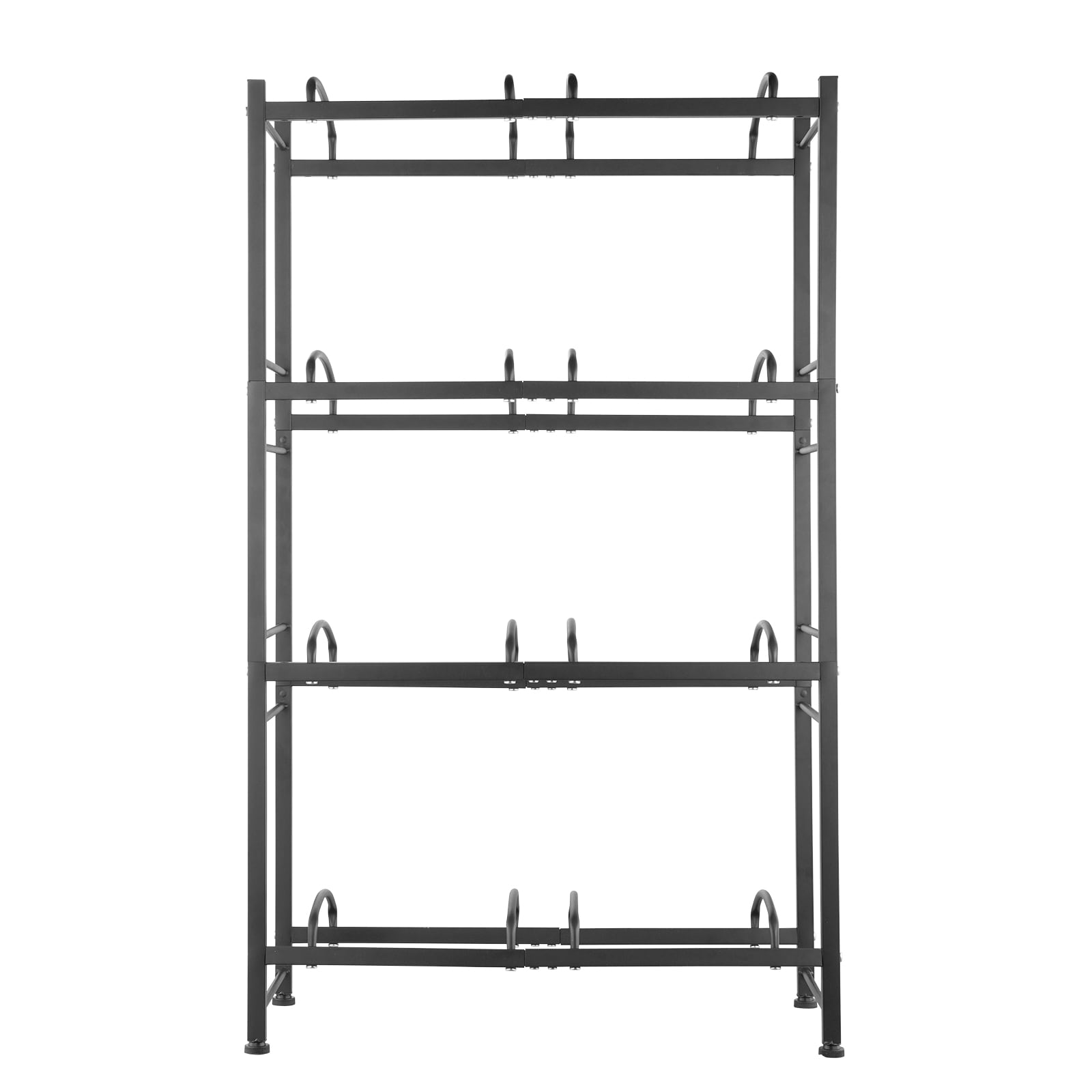 4 Tier Water Bottle Rack Double Row Jug Holder Shelving Unit Black_voghion.com